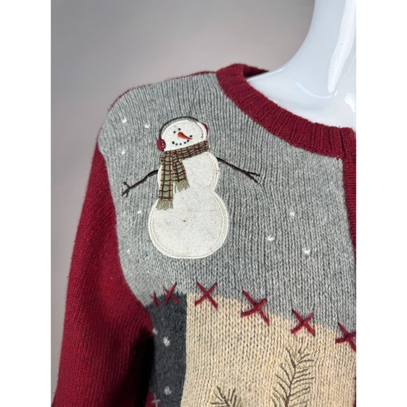 Croft and Barrow Snowman Ugly Christmas Sweater Medium Red Snowman Acrylic Blend - Picture 5 of 16